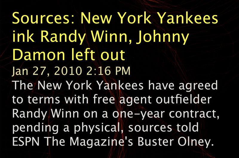 ESPN Zone sports new visualizer